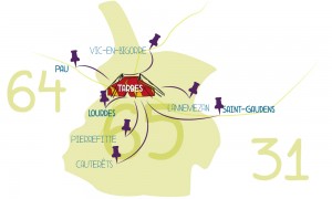 Zone d'intervetion de l'école de cirque de Tarbes