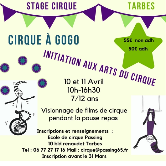 cirque 7/12 ans initiation au cirque - stage Ecole de cirque 