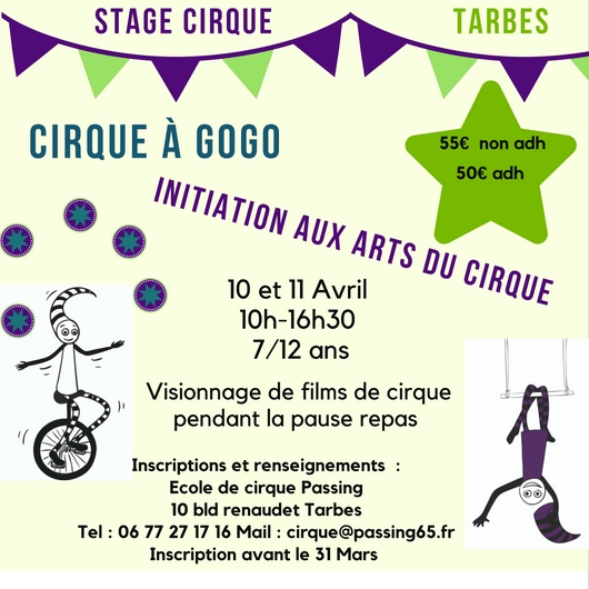 cirque 7/12 ans initiation au cirque - stage Ecole de cirque