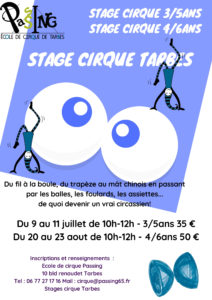 Stage cirque pour les 3 - 5 ans et 4 - ans