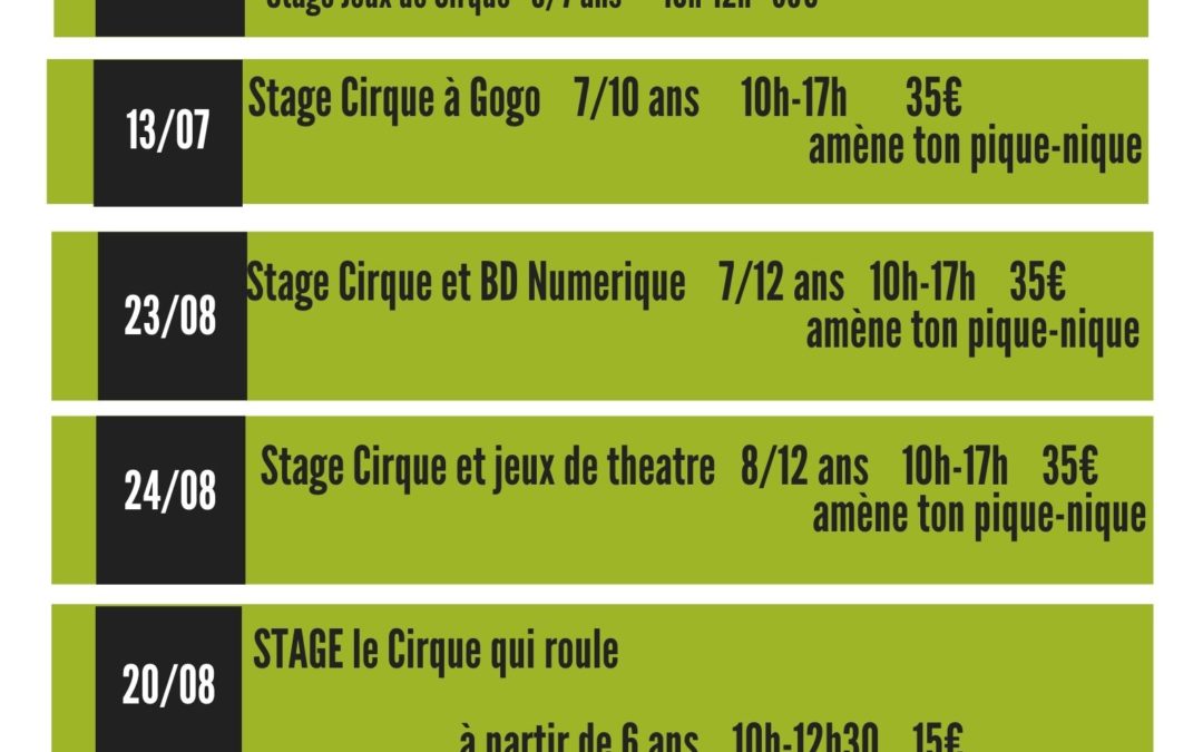 STAGES CIRQUE ETE 2021