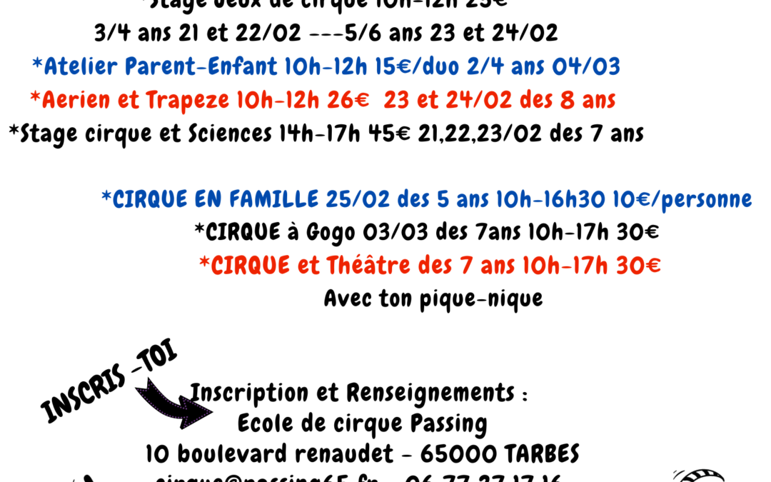 Voici le programme des stages cirque hiver 2022