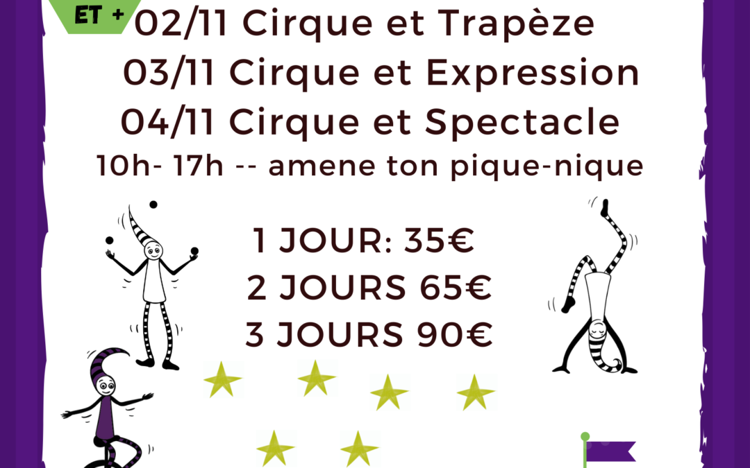 Programme des stages cirque Toussaint 2022