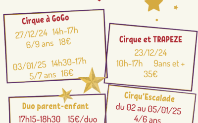 STAGES CIRQUE DE NOEL; le programme…