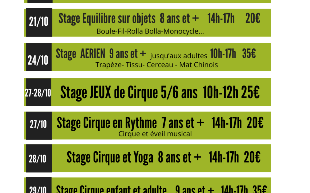 Stages d’Automne 2025